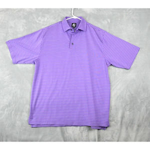FootJoy FJ Men's Polo Shirt Large Purple Striped Golf Short Sleeve
